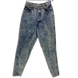 Vintage Women's Sz 24" 80's Tapered Leg Acid Wash Jean Ankle Zip Blue High Waist